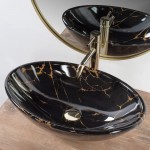 Накладной умывальник Rea Pamela Black Marble Shiny